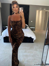 Melany Spaghetti-Maxikleid mit Leopardenmuster